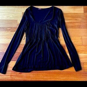 Long Sleeve Black Babydoll Style Womens Top Size Small